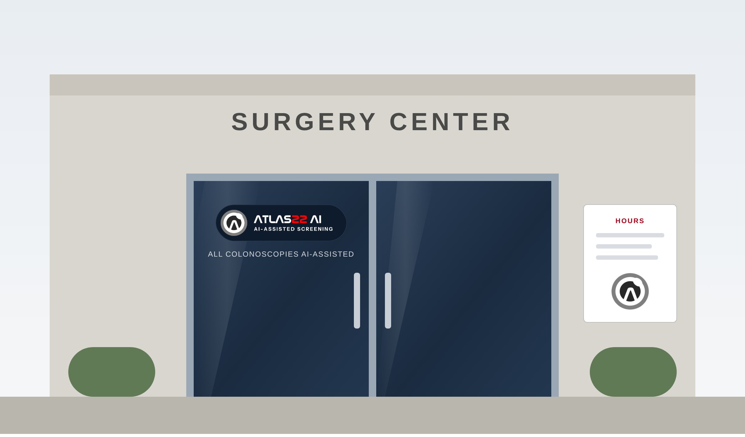 An ASC entrance displaying the screening badge
